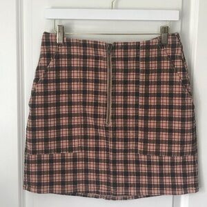 wild fable Rust and Black Plaid Mini Skirt with Front Zip